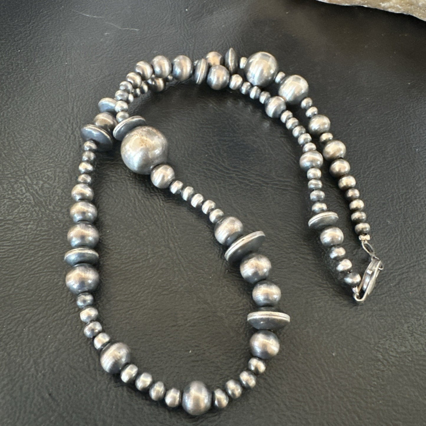 Mixed Bead Sterling Silver Navajo Pearls Necklace 18” 19221