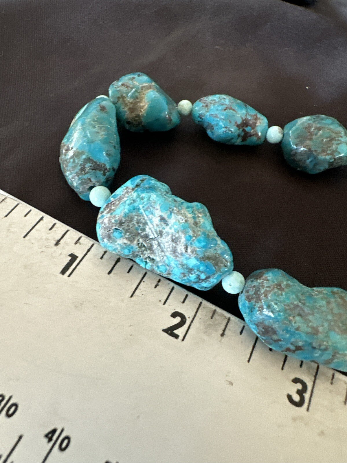 Blue Turquoise Chunky Nugget Navajo Sterling Silver Necklace 22” 18303