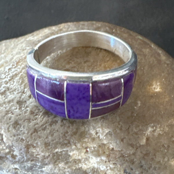 Women's Purple Stone Navajo Ring Set Sz 10 | Sterling Silver | Authentic Native American Handmade | 17778