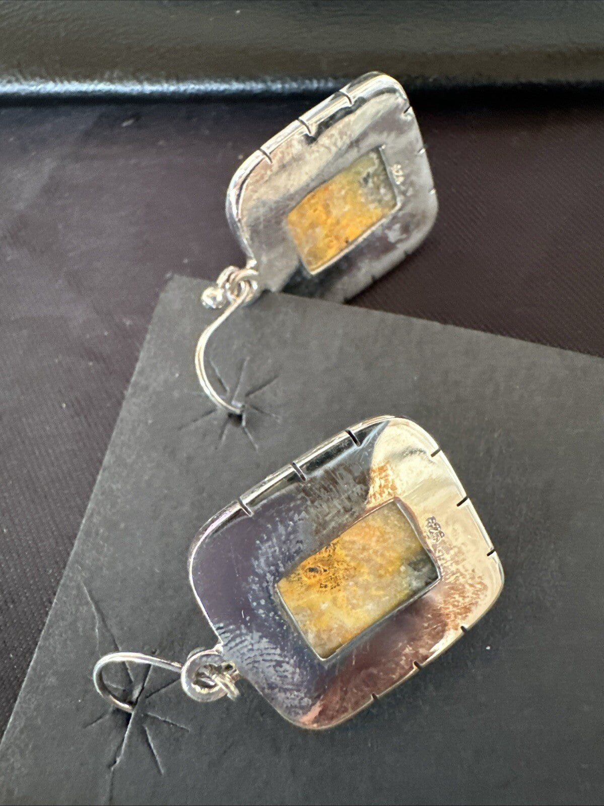 Womens Bumblebee Jasper Navajo Sterling Silver Earrings 15837