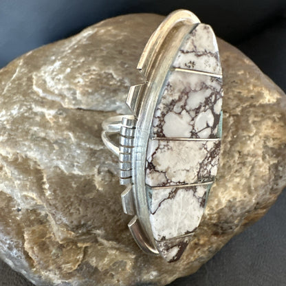 Mens Womens Wild Horse Turquoise Inlay Navajo Sterling Silver Ring Sz 7 19109