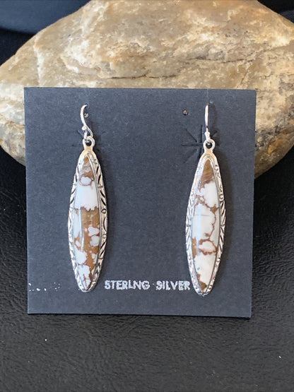 Native American Navajo Sterling Silver Wild Horse Turquoise Earrings 1378