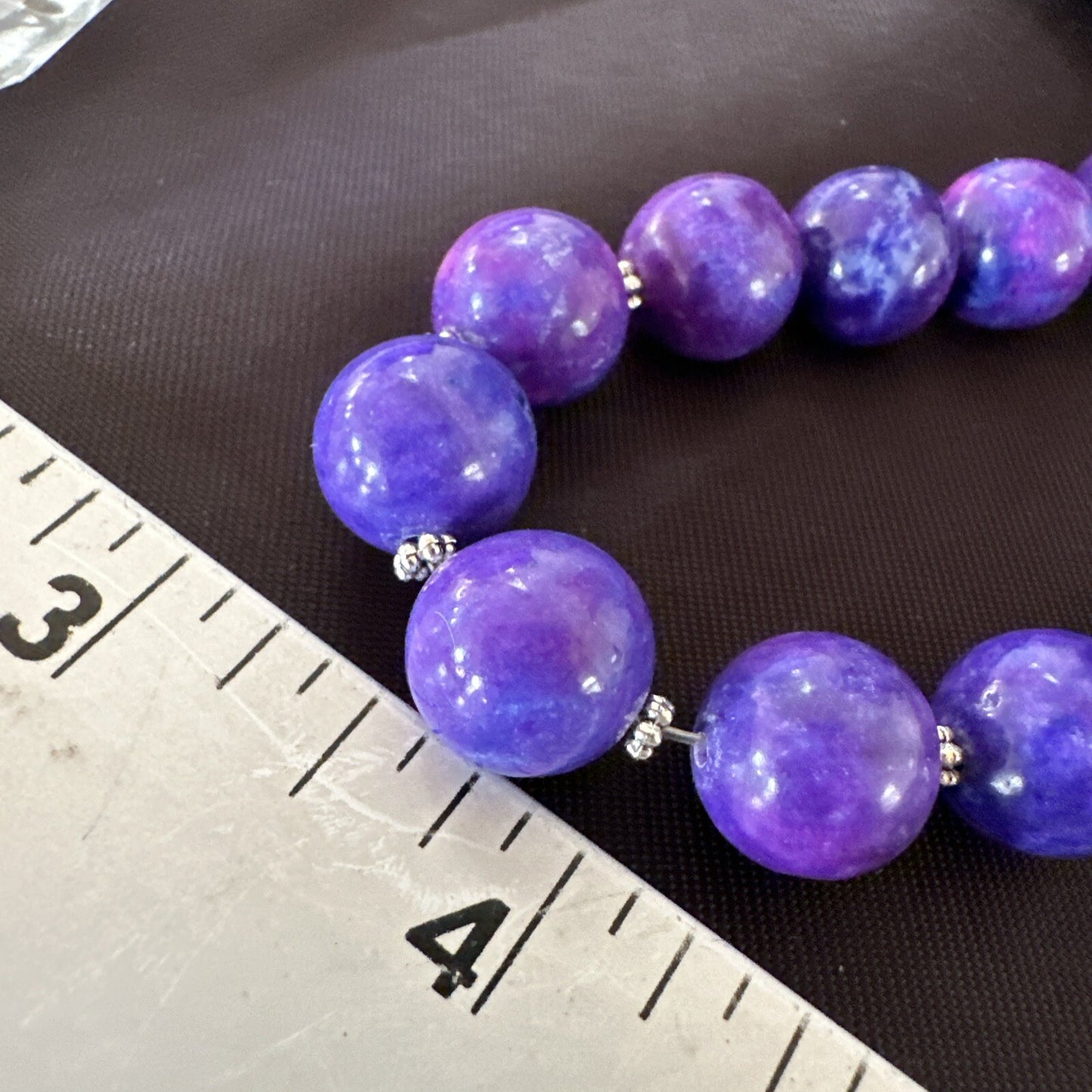 Royal  Purple Stone Graduated Bead Navajo Sterling Silver Necklace 21” 18076
