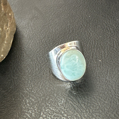 Womens Blue Larimar Navajo Sterling Silver Ring Size 8 17669