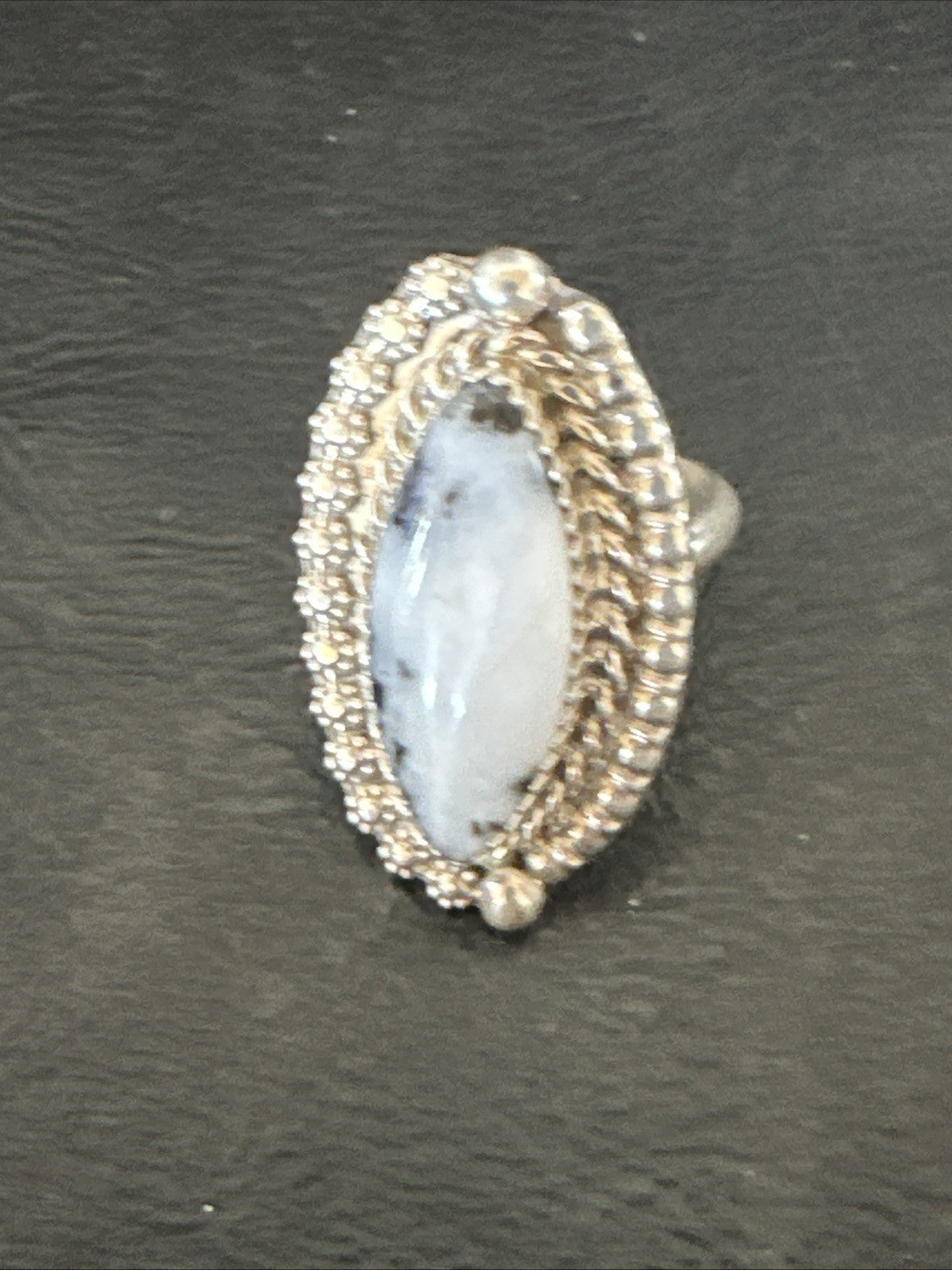 Black White Buffalo Turquoise Navajo Sterling Silver Ring Size 6.5 19804