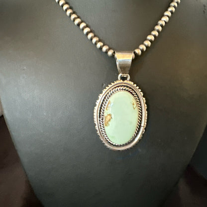 Mens Women Navajo Sterling Silver Green Turquoise Necklace Pendant 18195