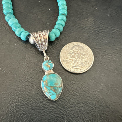 Blue Mohave Turquoise Cluster Pendant Navajo Sterling Silver Necklace 20" 19720