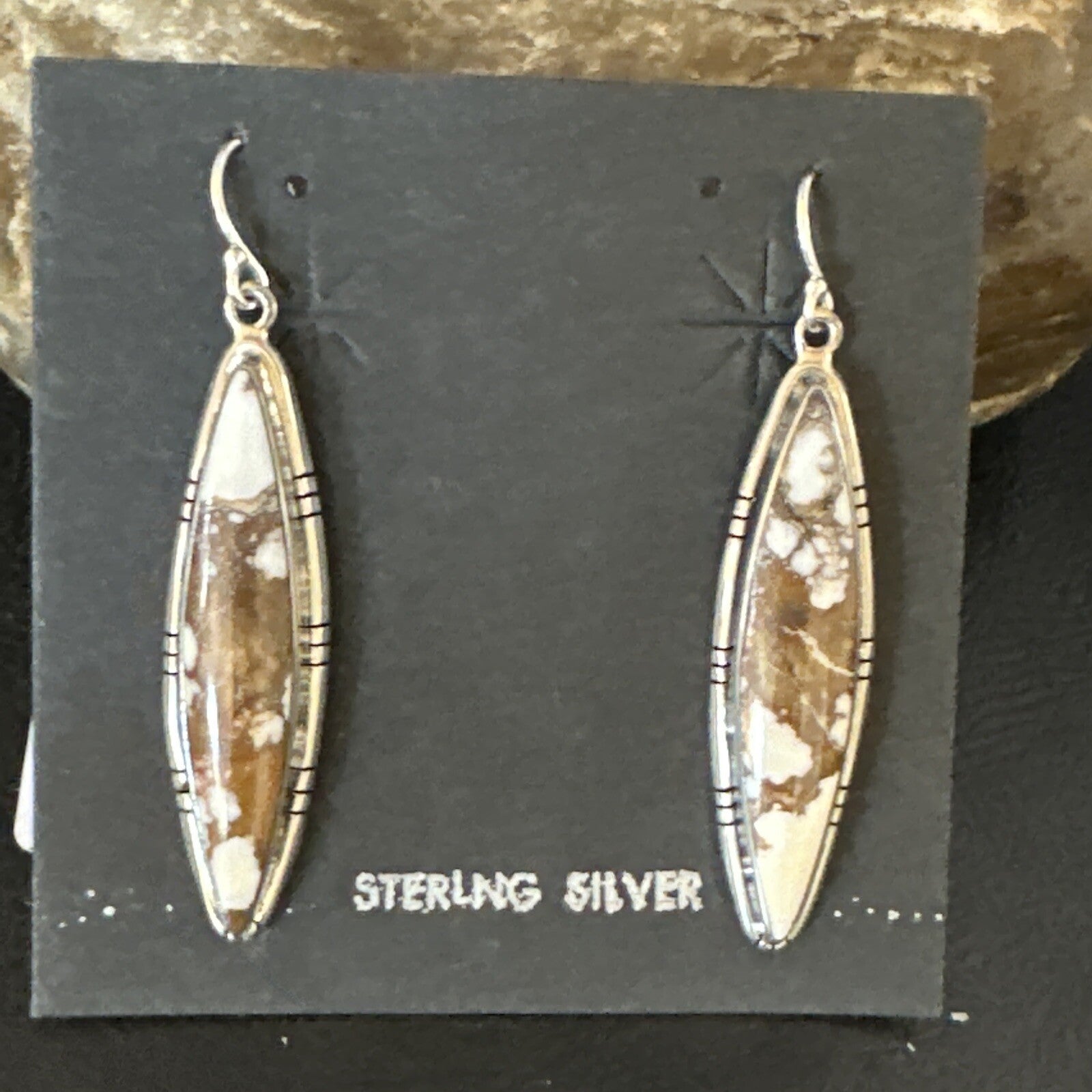 Native American Navajo Sterling Silver Wild Horse Turquoise Earrings 01377