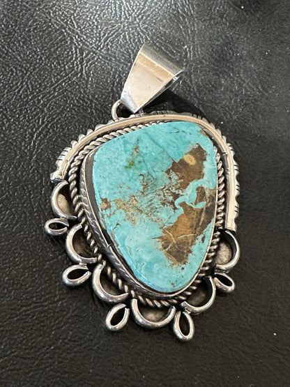 XL Men Women Blue Turquoise Pendant Navajo Sterling Yazzie 19525