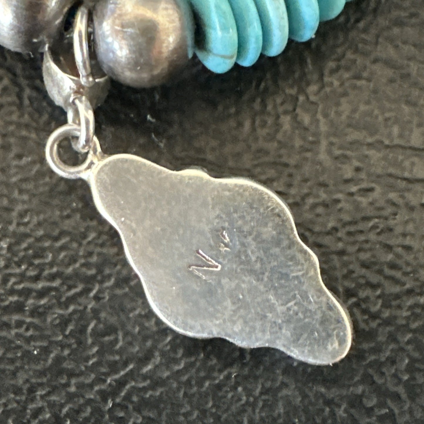 Blue Turquoise Cluster Pendant Navajo Sterling Silver Necklace 20" 19713