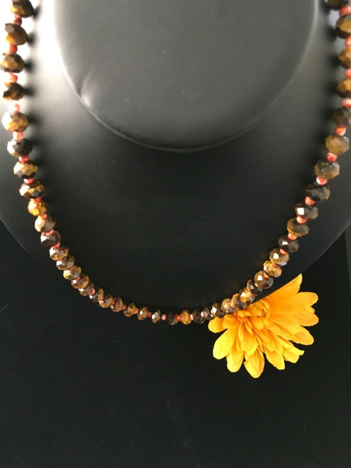 Tiger's Eye & Spiny Oyster Navajo Sterling Silver Necklace 1793