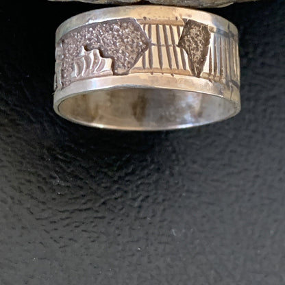 Native American Navajo Stamped Sterling Silver Pueblo Ring Size 10 14750