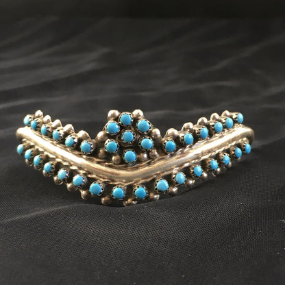 Children Blue Turquoise Petite Point Zuni Sterling Bracelet 01990