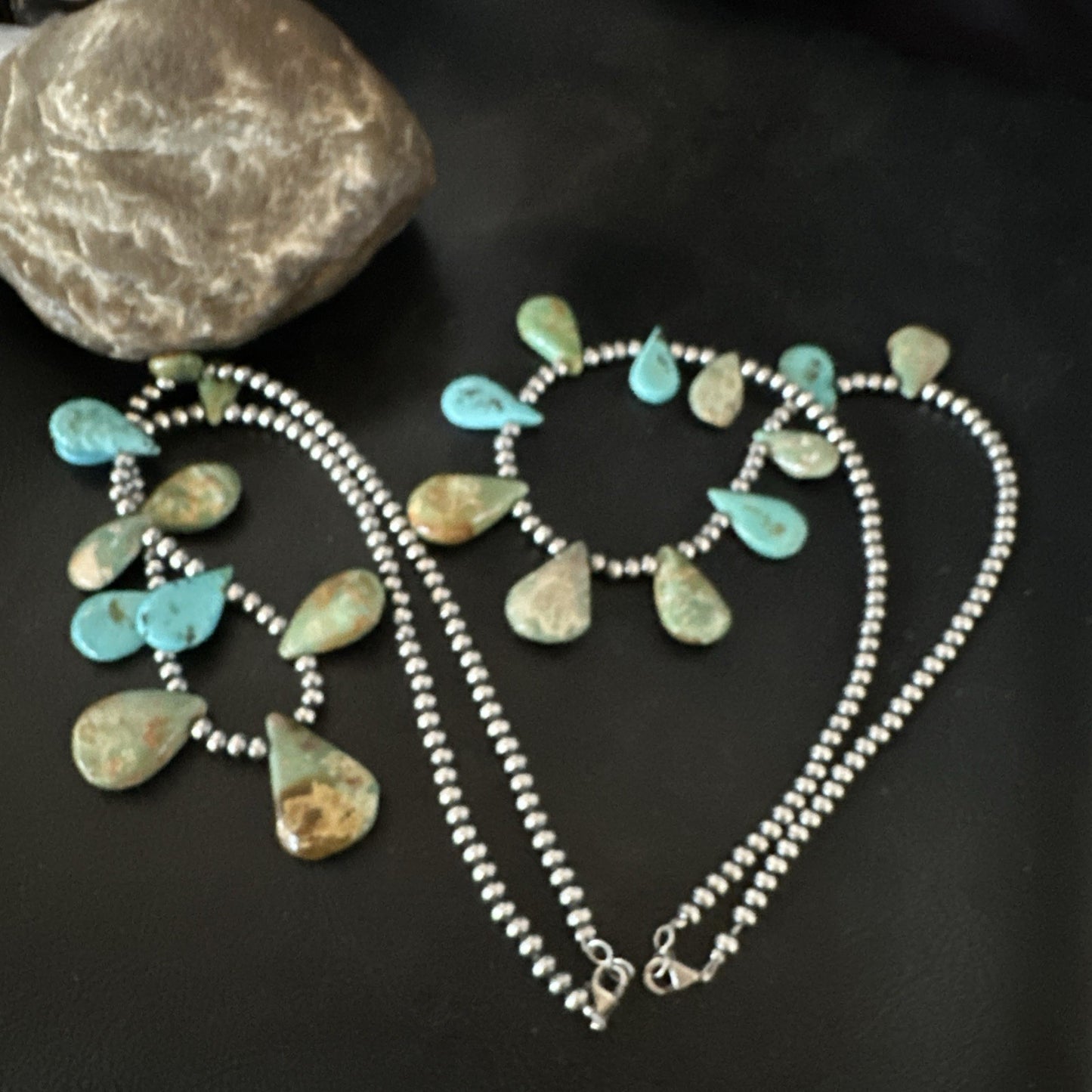 Navajo Pearls Sterling Silver Royston Turquoise 20" Necklace 19232