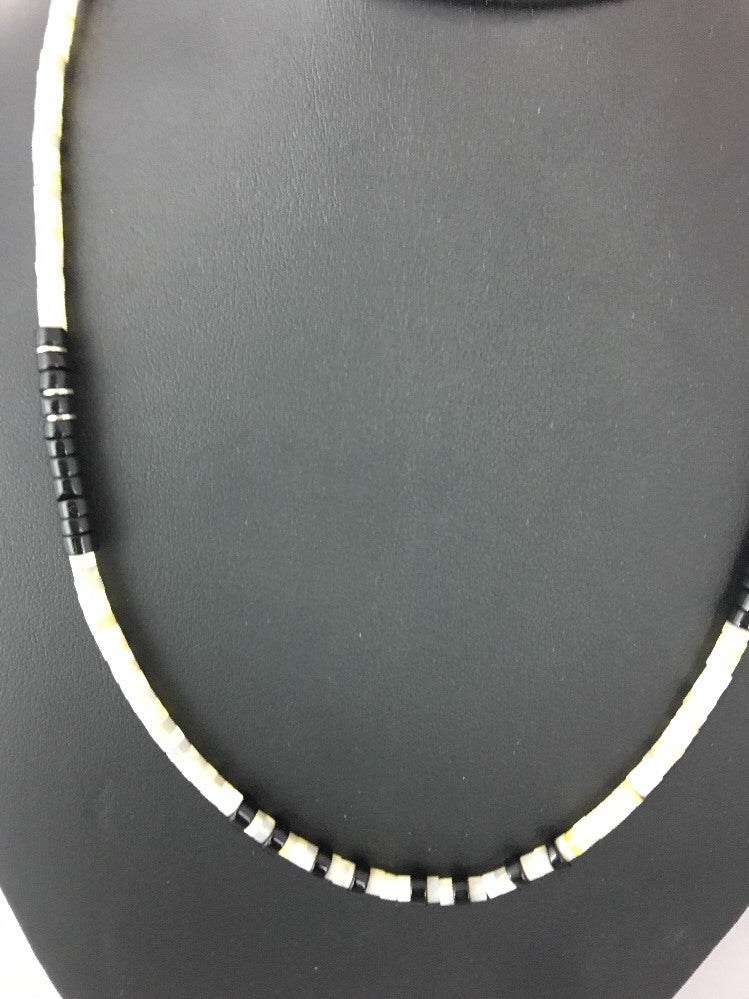 Handmade Native American Black Onyx Sterling Silver Men's Necklace 10052