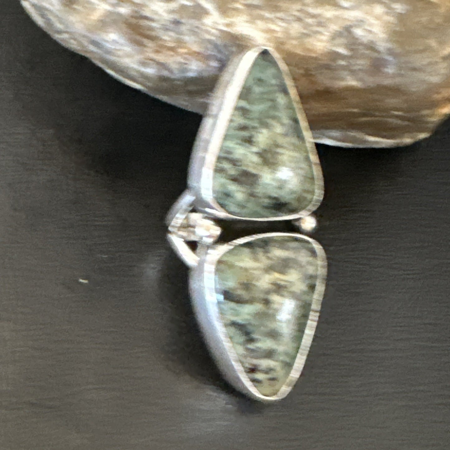 H Joe Womens Navajo Sterling Silver Green Turquoise Ring 2 Stone Size 7 19359