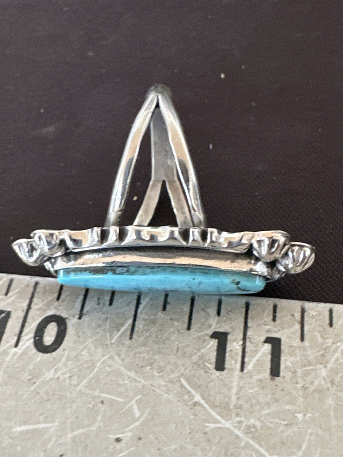 Blue Kingman Turquoise Native American Navajo Sterling Silver Ring Size 8 18634