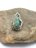 Turquoise Southwestern Ring Size 8.25 | Sterling Silver | Authentic Native American Handmade | 2598