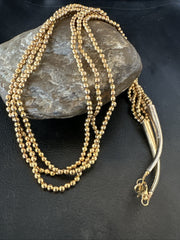 Gold Filled 3 Strand Bead Necklace 24" | Sterling Silver | Authentic Native American Handmade | 18647