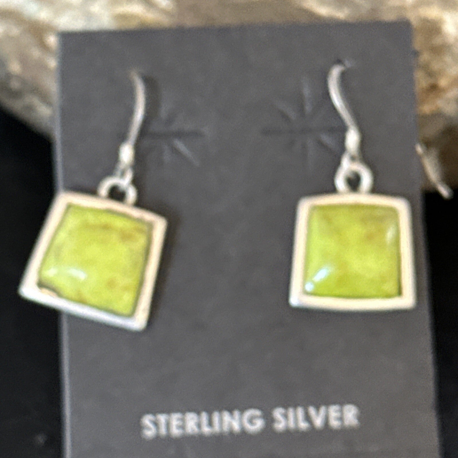 Green Gaspeite Navajo Sterling Silver Dangle Earrings 14688
