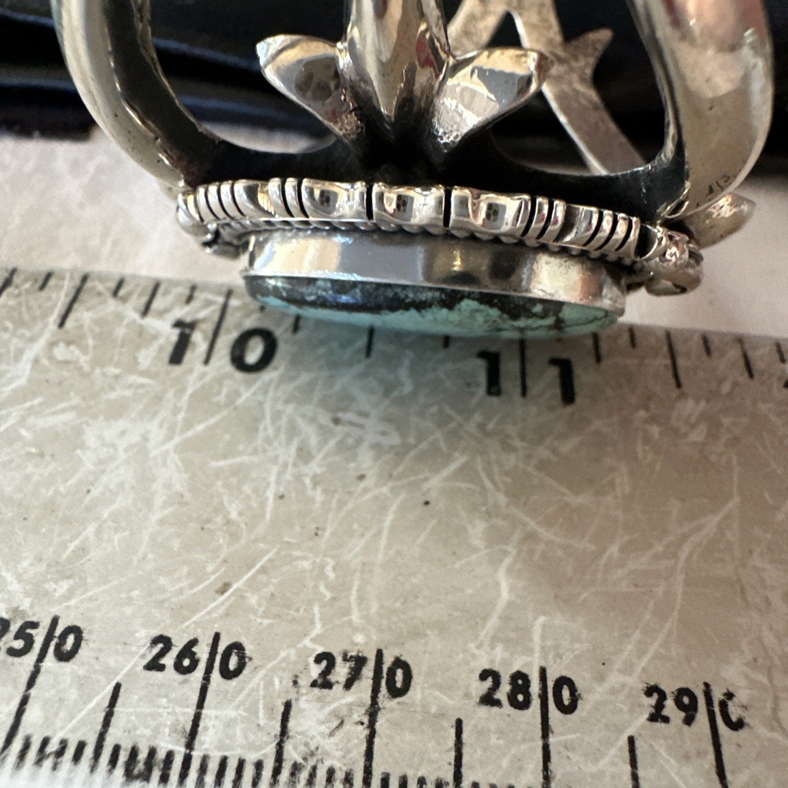 Yazzie Kingman Turquoise Navajo Sterling Silver Tufa Cast Cuff Bracelet 19690