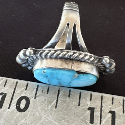 Blue Kingman Turquoise Native American Navajo Sterling Silver Ring Size 6 18594