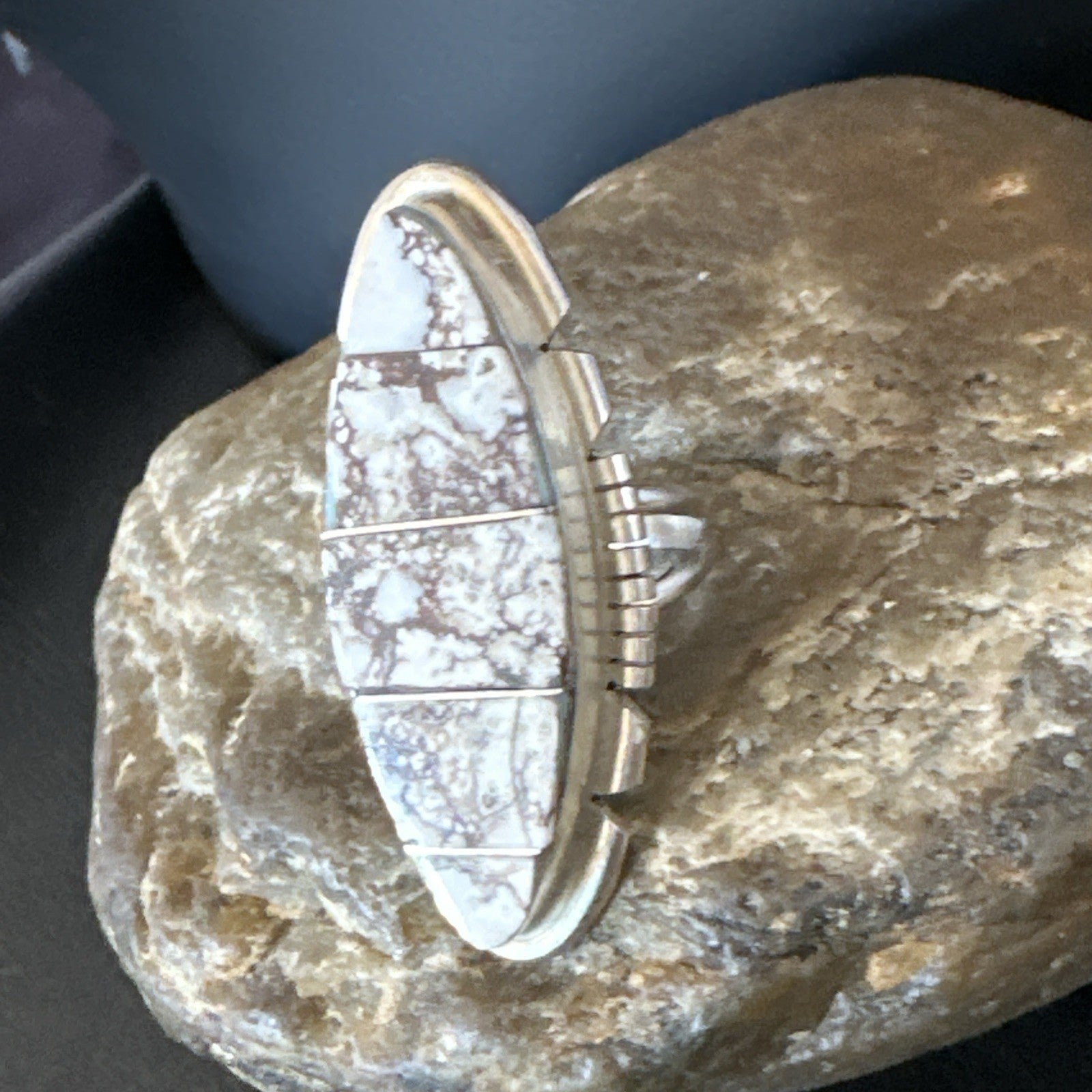 Mens Womens Wild Horse Turquoise Inlay Navajo Sterling Silver Ring Sz 9 19110