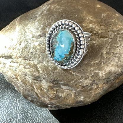 Navajo Sterling Silver Blue Royston Turquoise Ring Size 7 19631