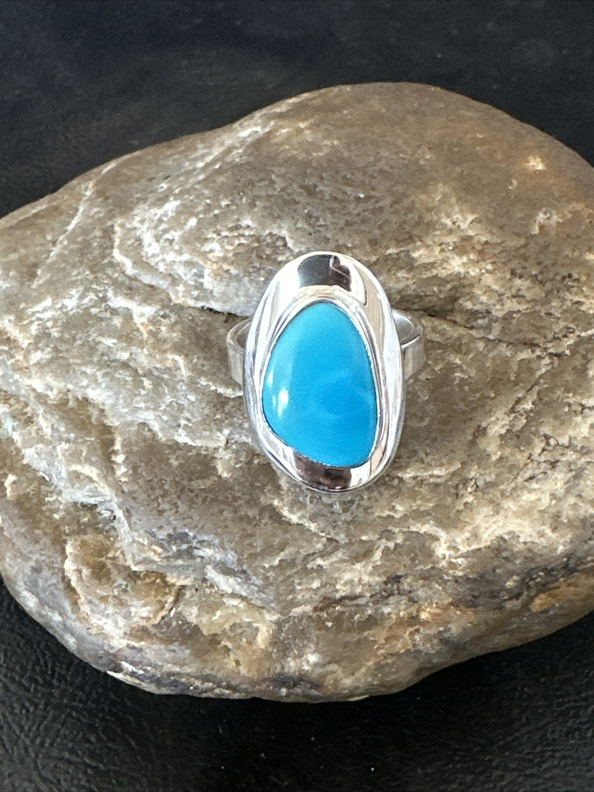 WoMens Sterling Silver Blue Kingman Turquoise Ring Size 7.5 17683