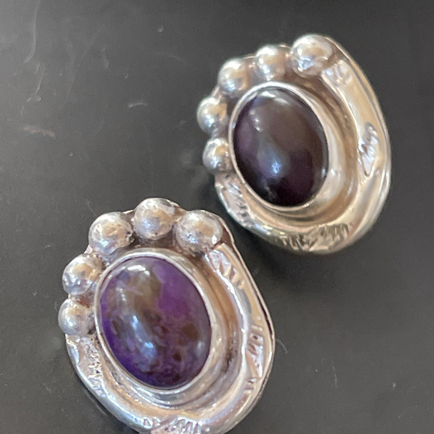 Purple Stone Navajo Sterling Silver Post Stud Earrings 02071N