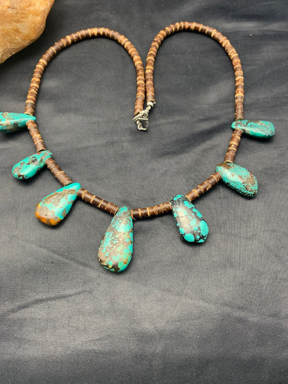 Spiderweb Turquoise & Bone Sterling Silver Santo Domingo Necklace 4286