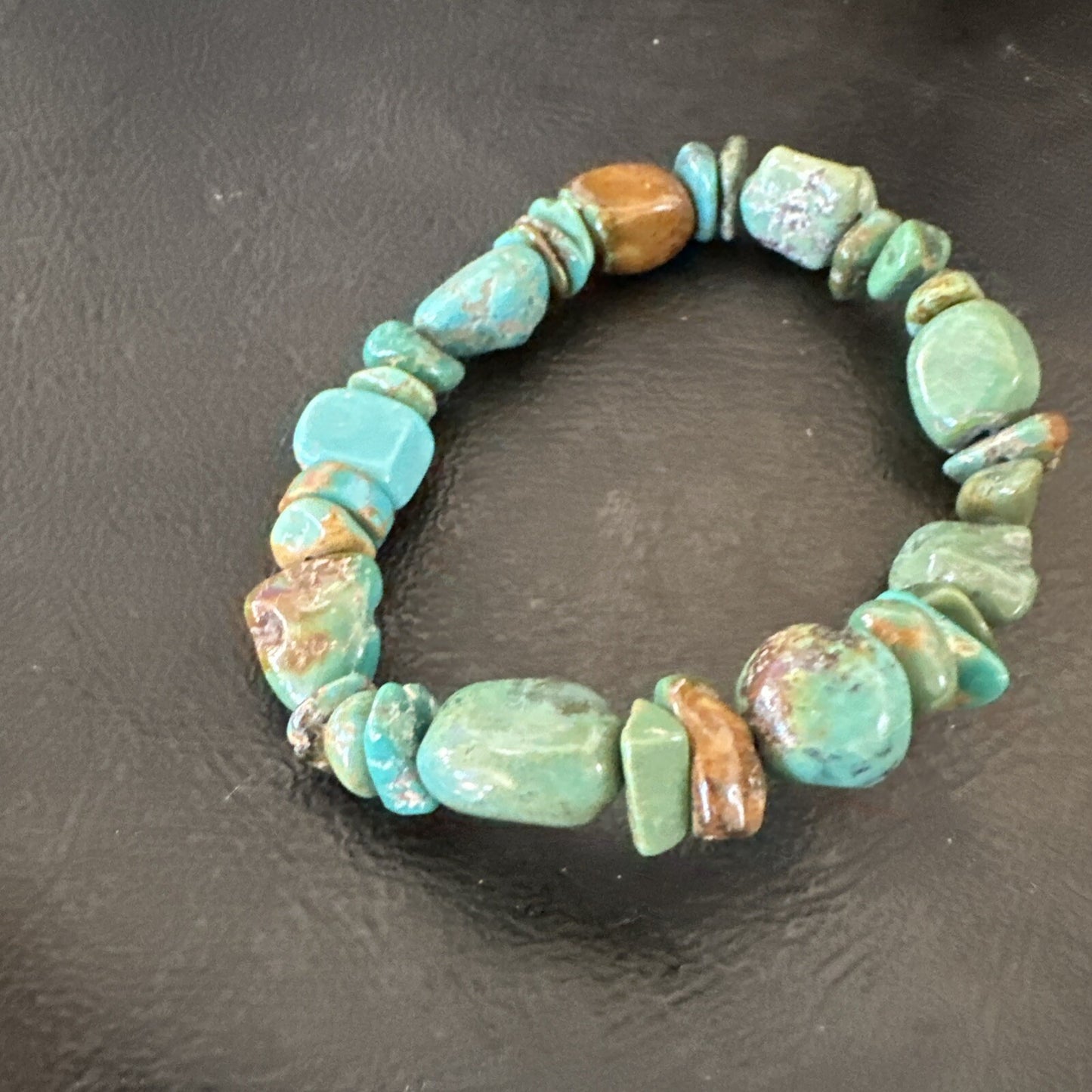 Mens Womens Blue Green Turquoise Stretch Stone Friendship Bracelet 7" 18857