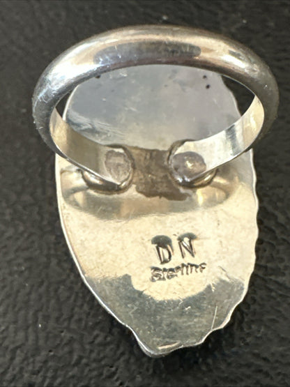 Black White Buffalo Turquoise Navajo Sterling Silver Ring Size 6.5 19804