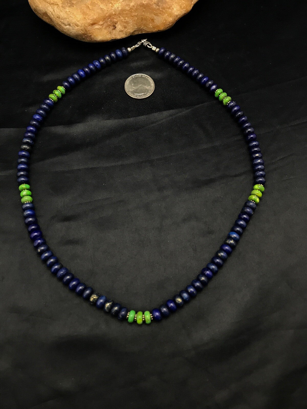 Lapis & Turquoise Beads Navajo Sterling Silver Necklace 03269