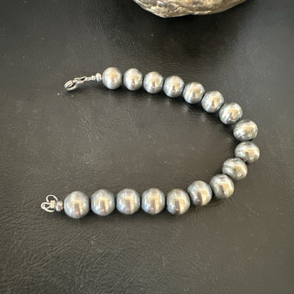 10mm Round Beads 7” Sterling Silver Beads  Bracelet 91007