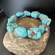 Men's Women's Blue Turquoise Stretch Stone Friendship Bracelet 7" | Authentic Native American Handmade | 18864