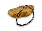 Beads Rondelles Saucer Flat Bead Necklace 4mm 24" | Sterling Silver | Authentic Native American Handmade | 97424