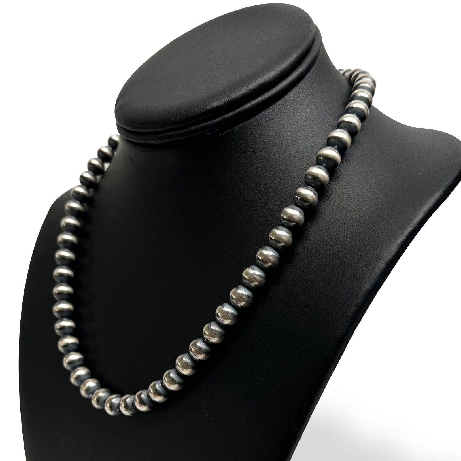 Native American 8mm Sterling Silver Navajo Pearls 16" Single Strand Necklace