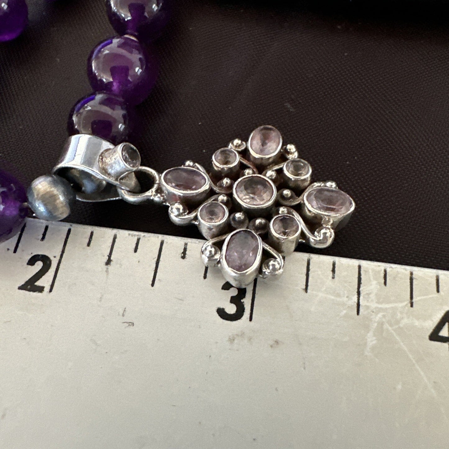 Purple Amethyst Pendant Navajo Sterling Silver Necklace 21" 18256