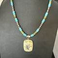 Green Gaspeite Pendant Blue Turquoise Navajo Necklace 20" | Sterling Silver | Authentic Native American Handmade | 19672