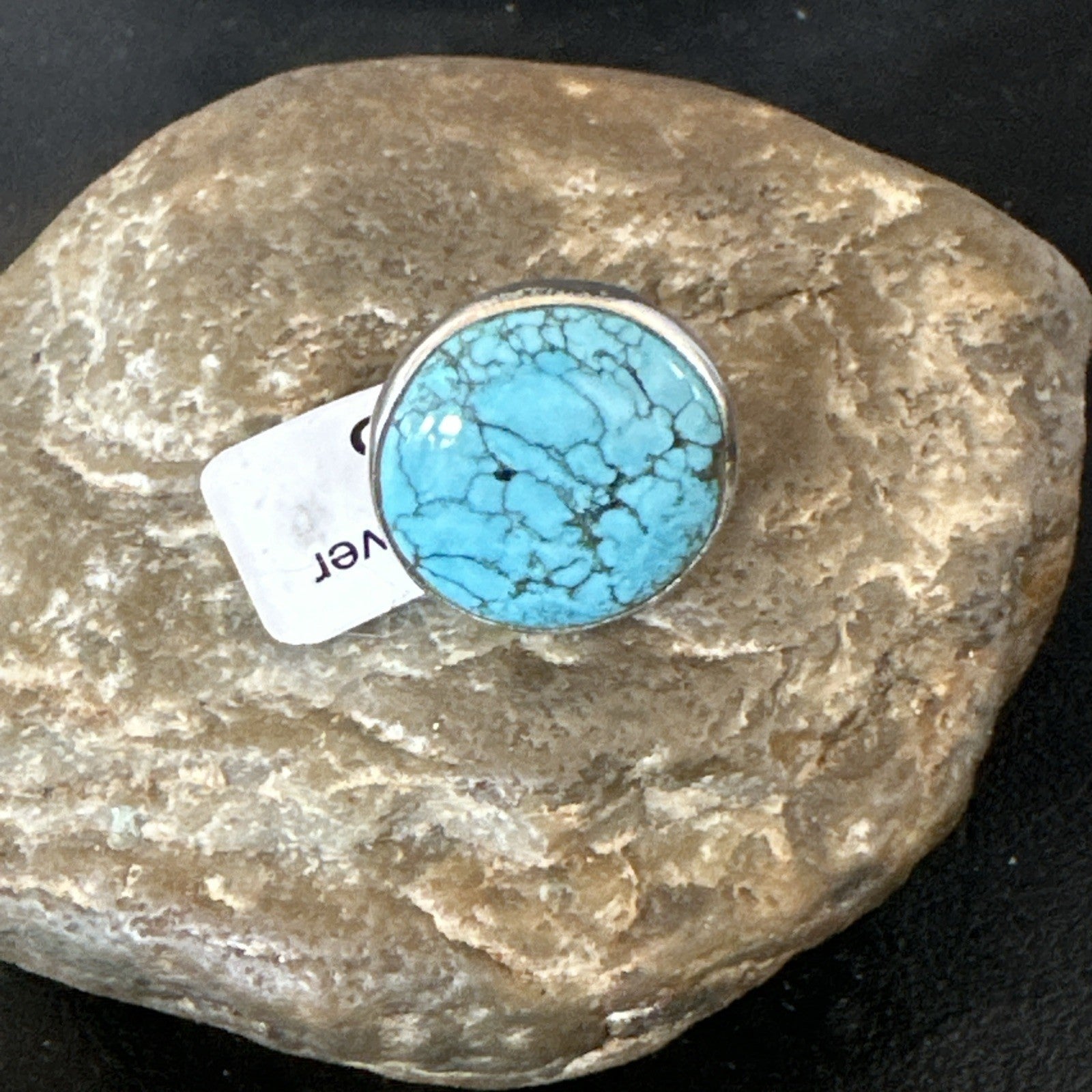 Blue Turquoise#8 Southwestern Sterling Silver Ring Size 8 19742