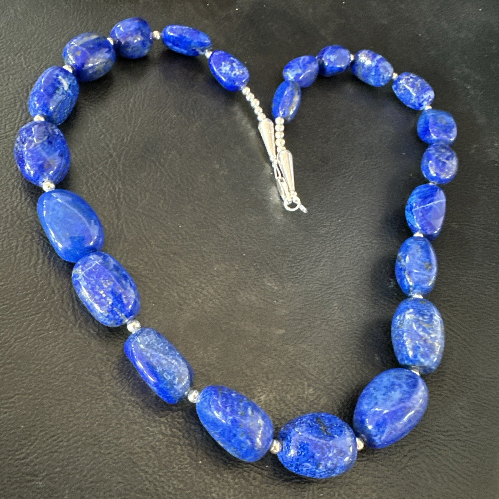 Mens Womens Lapis Lazuli Navajo Sterling Silver 21” Necklace 17750