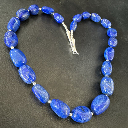 Mens Womens Lapis Lazuli Navajo Sterling Silver 21” Necklace 17750