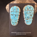 Inlay Blue Kingman Turquoise Earrings 1.5" | Sterling Silver | Authentic Native American Handmade | 19097