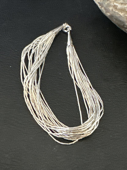 Womens Heishi Liquid Sterling Silver 20 Strands Bracelet 8” 4392