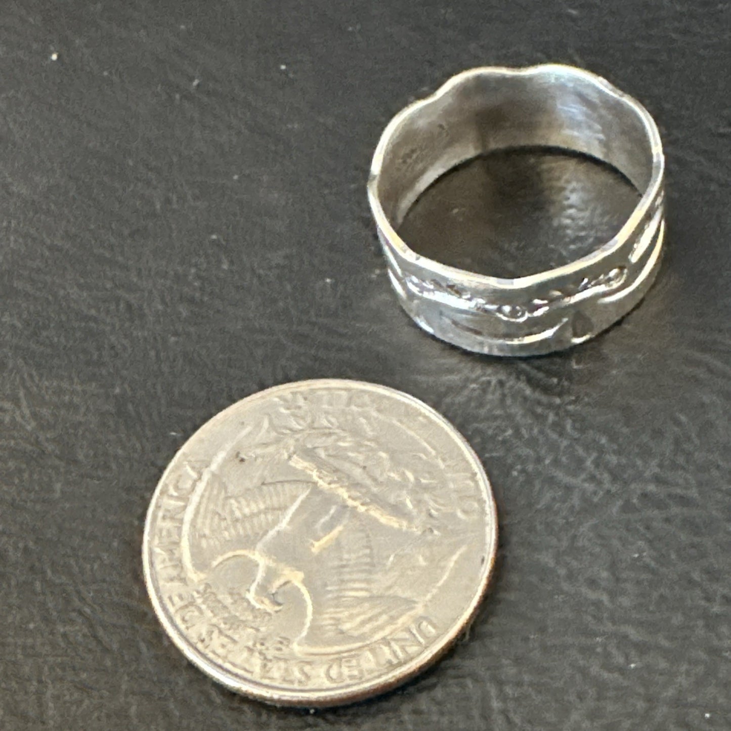 Mens Women Wedding Band Navajo Stamped Sterling Silver Ring Size 9.5 19064