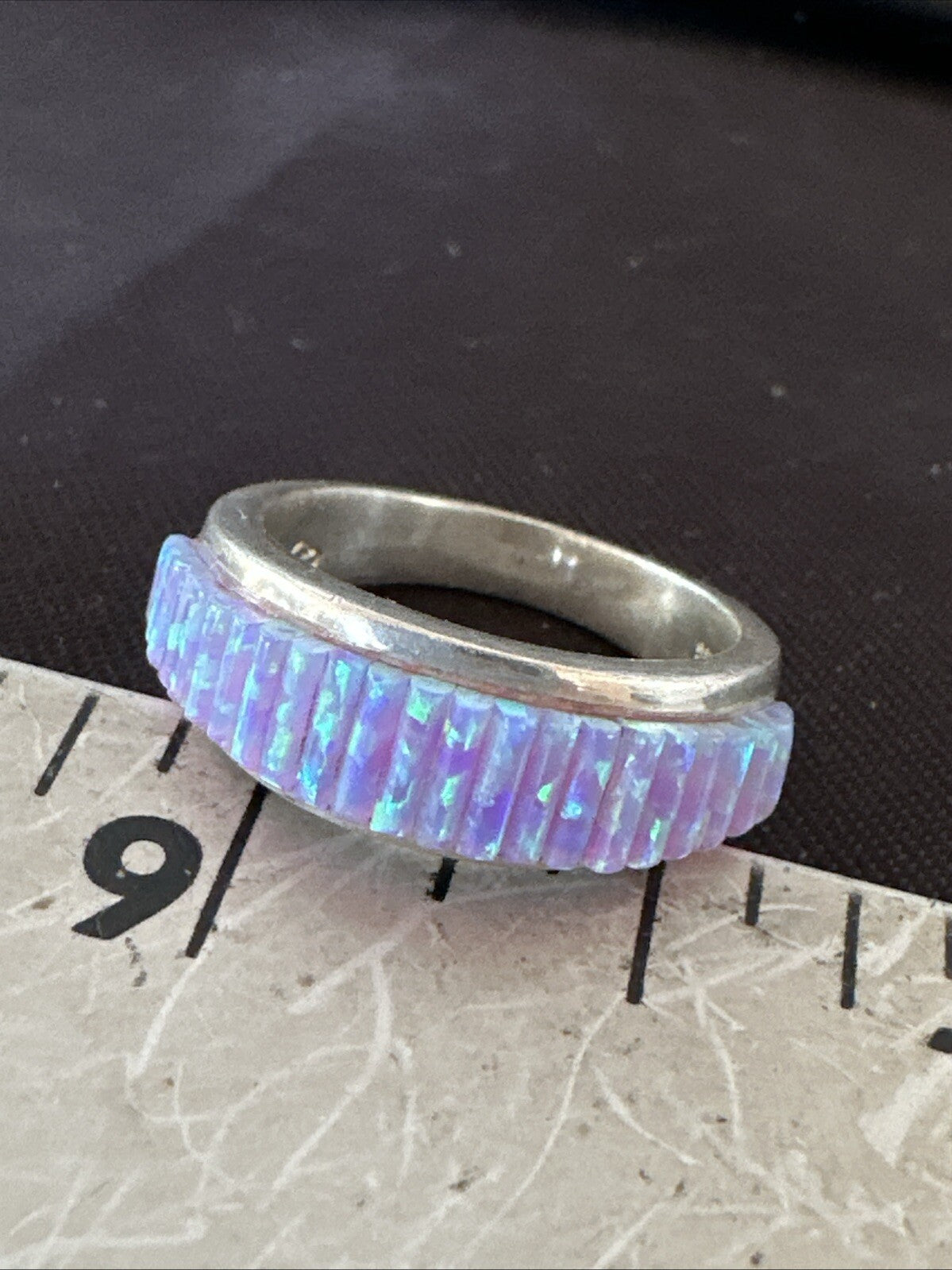 Pink Opal Navajo Sterling Silver Band Inlay Ring Size 6 18783