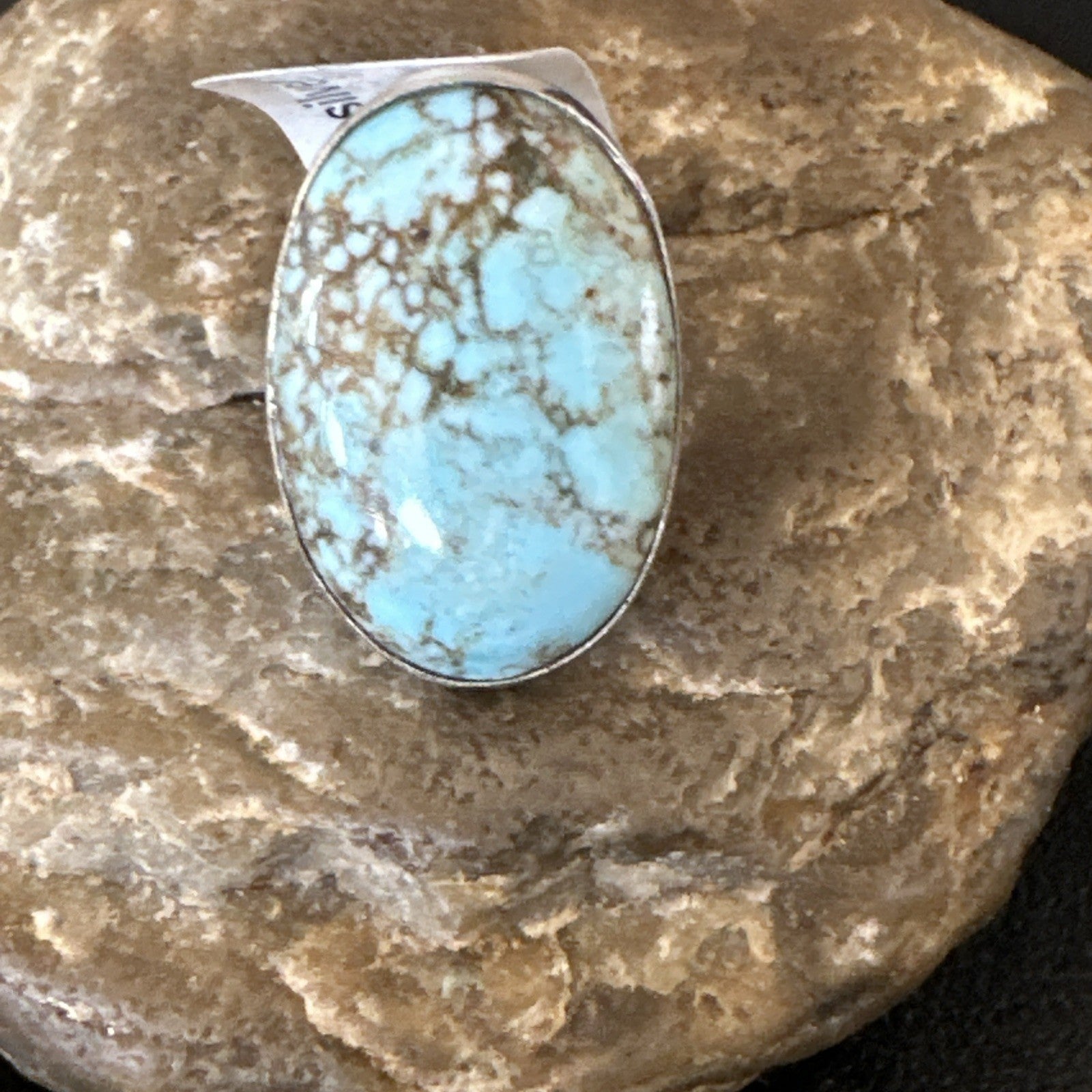 Blue Turquoise#8 Southwestern Sterling Silver Ring Size 5 19729