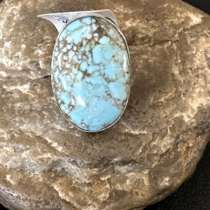 Blue Turquoise#8 Southwestern Sterling Silver Ring Size 5 19729