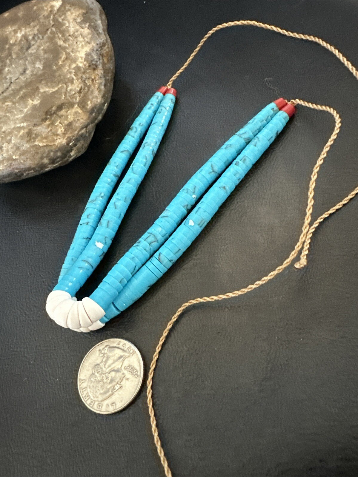 Stabilized Blue Turquoise Jacla Double White Santo Domingo 4.5" 18165